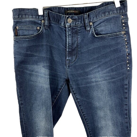 John Varvatos Wight Studded Skinny Jeans Mens Size 33 - Picture 1 of 15
